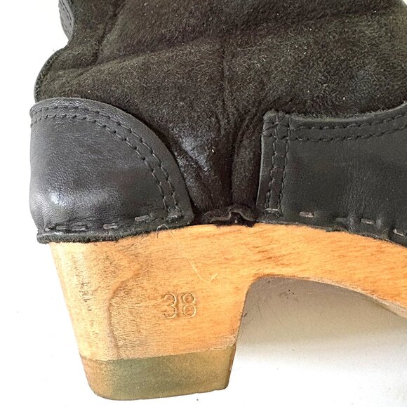 No. 6  Shearling Clog Boot, Black Suede, Size 38 / 7.5 - Picture 8 of 9
